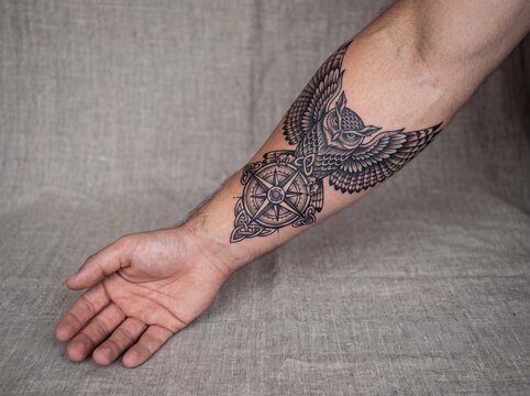 Ornamental Geometric Tattoo on Forearm