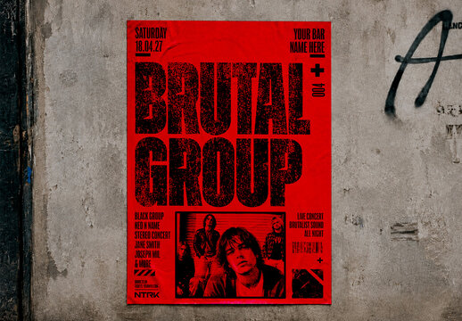 Brutalist Style Music Concert Poster and Flyer