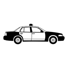Fototapeta premium Classic black and white police car side view illustration