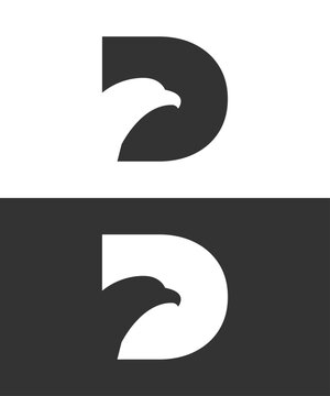 D shaped logo eaggle symbol with a clean minimal form, suitable for branding, identity, and modern graphic design.