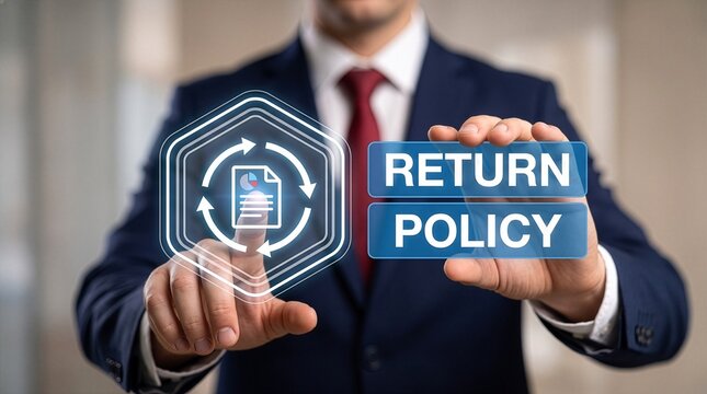 Concept of return policy. Return, replace order or exchange.New policy