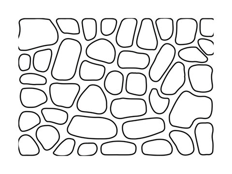 Seamless pattern of handdrawn irregular cobblestones or river rocks