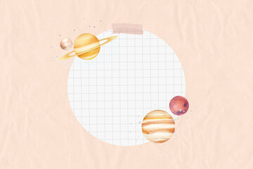 Galaxy planets frame, grid-patterned design © Rawpixel.com