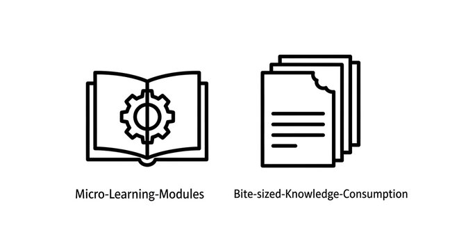 Micro Learning Modules and Bite Sized Knowledge Consumption Education Line Icons