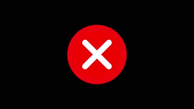 4K animation of red ban cross icon sign in circle isolated on chroma key green screen