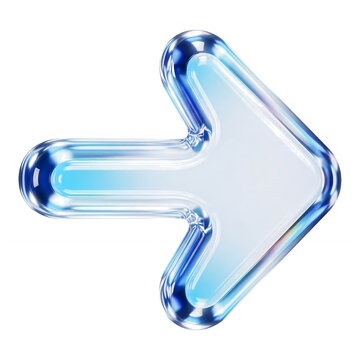 A sleek, modern, three-dimensional arrow pointing to the right with a reflective surface