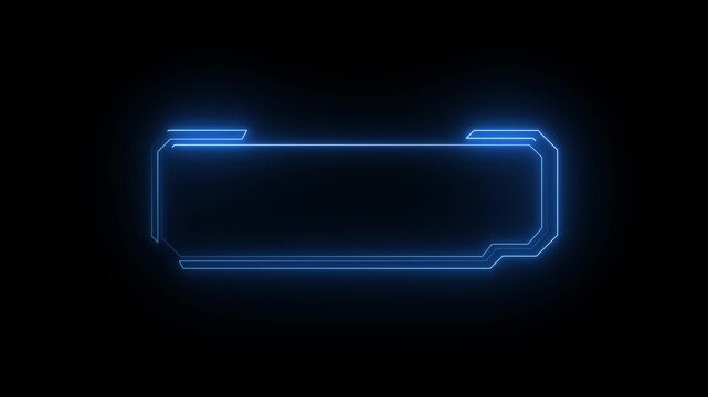 Neon frame structures trace glowing lines across black background panels. Video production toolkit leverage this clean neon frame design asset. Digital neon frame borders shine.4k video animation