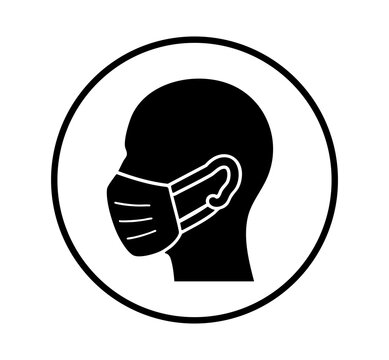 Solid face mask icon with surgical mask symbol. Medical and respiratory protection signs for healthcare, infection control and workplace safety