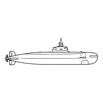 Simple Line Art Illustration of a Submarine