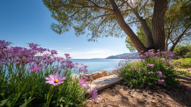 C&Atilde;&acute;te d'Azur at spring shot by a naturalist photograph by a leading professional photographer depicting nature in all its beauty at the iconic moment of spring's arrival, daylight