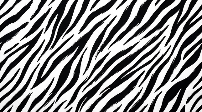Abstract Seamless Zebra Skin Print Background Featuring Bold Black and White Organic Stripes for Fashion and Decorative Design Projects