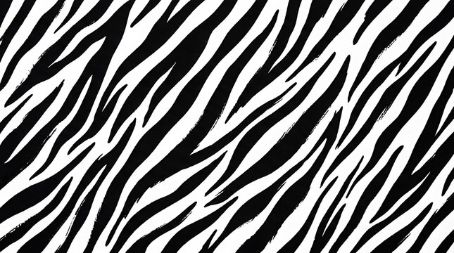 Seamless black and white zebra stripes animal print background vector pattern