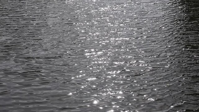 Glistening sunlight reflecting on slow motion water
