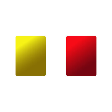 Yellow and red rectangular cards stand side by side