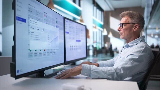 Accountant Reviews Employee Payroll Data
