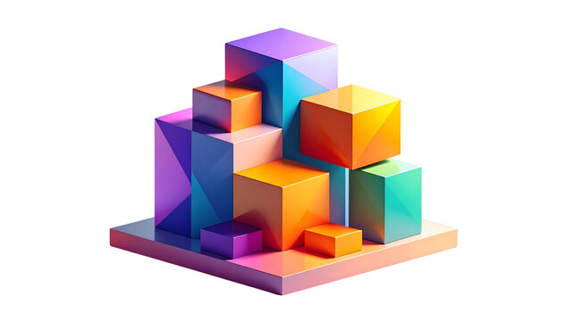 A vector illustration of a stylized product showcase, bold shapes with a vibrant complementary color palette, subtle gradient shading, isolated on transparent background