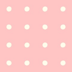 Soft pink background with a repeating pattern of cream polka dots © Syaima Levantine