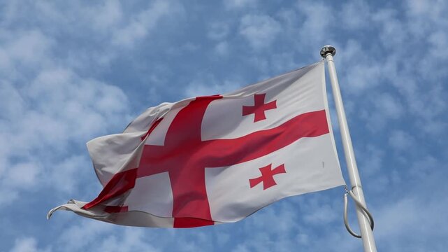 Slow motion national flag of Georgia waving