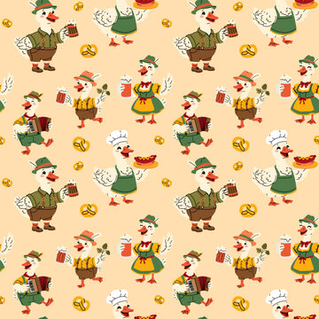 Bavarian Goose Beer Festival Pattern Design