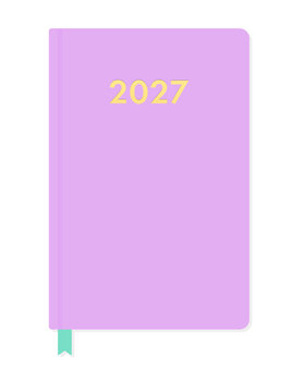 2027年の文字入りの紫色の手帳や日記のイラスト - シンプルな年間計画やスケジュールのイメージ素材