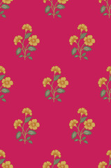 Vibrant Floral Ethnic Botanical Pattern design © Sumitra