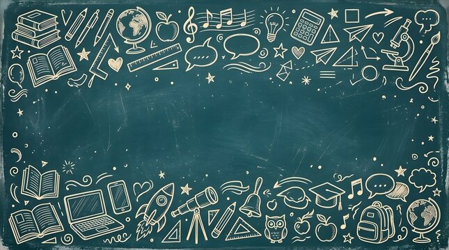A detailed chalkboard background illustrating the excitement and complexity of returning to school