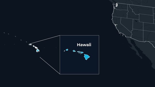 Hawaii Map Animation Locator Zoom 4K Motion Graphic