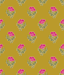 Vibrant Floral Ethnic Botanical Pattern design © Sumitra