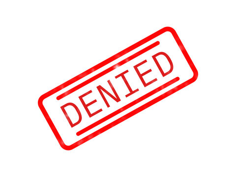 Red ink rubber stamp with the word denied printed in a tilted diagonal position isolated on transparent background