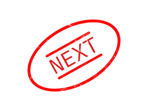 Red oval stamp with the word next written inside for business document approval isolated on transparent background