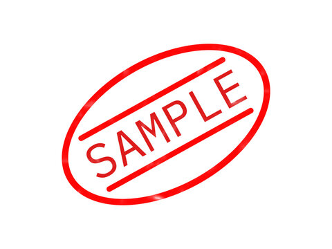 Red sample word inside an oval stamp shape isolated on a plain background isolated on transparent background