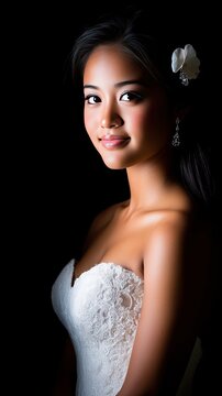 Elegant bridal hairstyle with a vintage crystal pin featuring leaves, captured in a soft gray backdrop during wedding preparations
