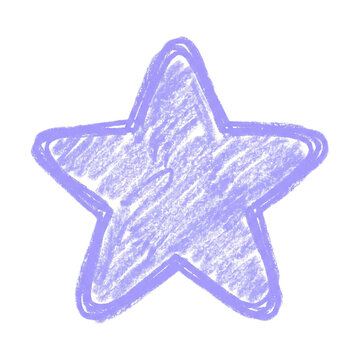 Hand Drawn Light Purple Star Shape With Textured Crayon Scribble Effect Isolated On White Background