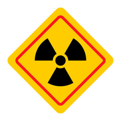 Radiation warning symbol on yellow diamond sign, nuclear hazard and radioactive safety graphic © New Asia