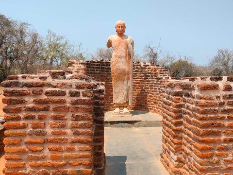 Standing Buddha Statue at Nagarjunakonda, Archaeological site,Andhra Pradesh, India in