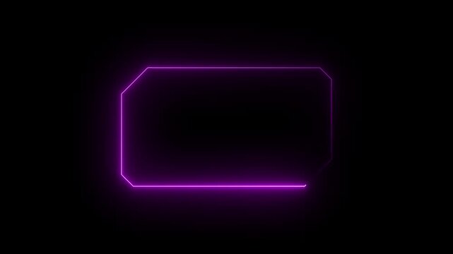Neon frame, border. Futuristic HUD rounded frame with neon digital interface panel. Cyber UI screen element with glowing border for technology overlay. Sci fi HUD frame with clean copy space.4k video