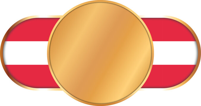Austria flag capsule badge banner with blank gold circle coin banner - vector design element