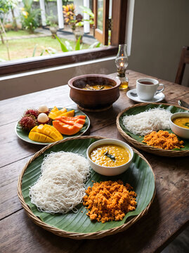 string hoppers coconut sambal with dhal