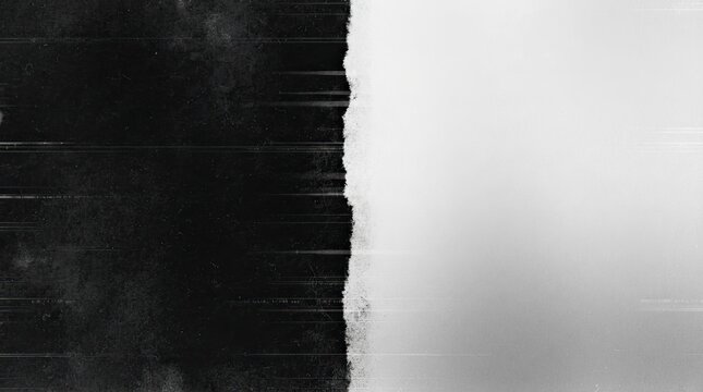 Split screen background with ripped edge separating black grunge texture from white light.