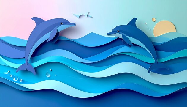 abstract background with dolphins