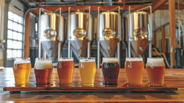 Gleaming Copper Brew Kettles in Craft Brewery Interior