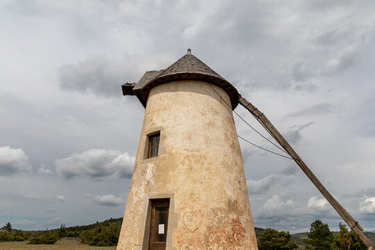 Old Redounel windmill on the Larzac plateau, Aveyron, France
