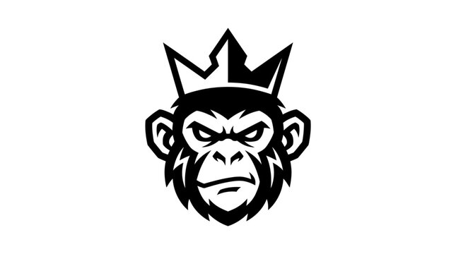 Angry monkey wearing a crown king mascot logo.