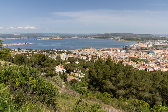Mont Saint-Clair viewpoint over the &Eacute;tang de Thau, S&egrave;te, southern France