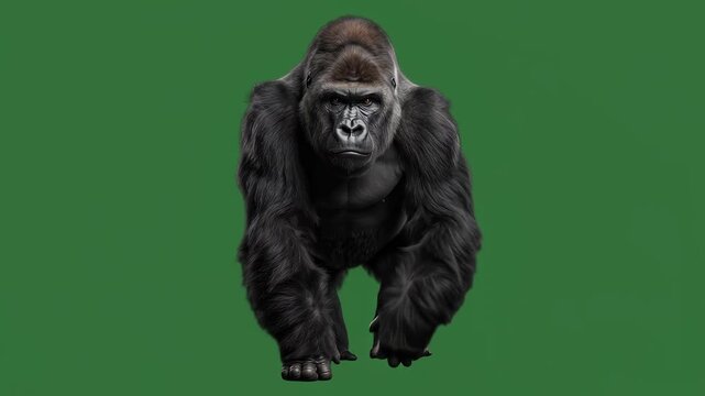 Close up of a silverback gorilla walking forward
