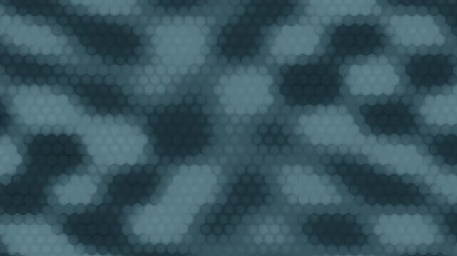 Hexagonal Dimple Pattern Glass Tiling a Softly Defocused Color Field, Seamless Loop Background in deep petrol tones