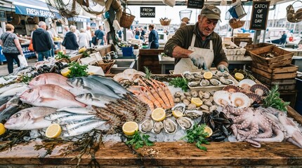 Obraz premium Delicious and nutritious fresh seafood options for a healthy culinary experience