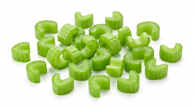 Fresh chopped green celery slices piled together