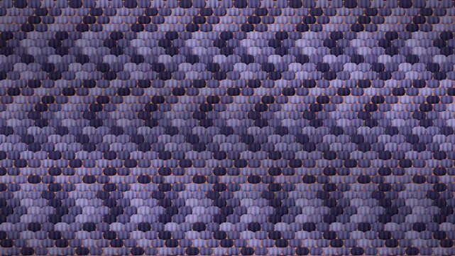 Overlapping Ceramic Scale Tiles Sliding Apart to Reveal Warm Color Slivers, Seamless Loop in cool violet tones
