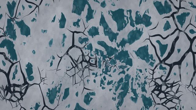 Aerial Arctic Sea Ice Melt Ponds Widening and Refreezing Between Drifting Floes, Seamless Loop in cool grey tones